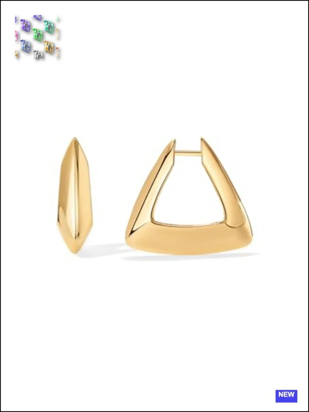 14K Gold Plated 925 Sterling Silver Geometric Hoop Earrings for Women